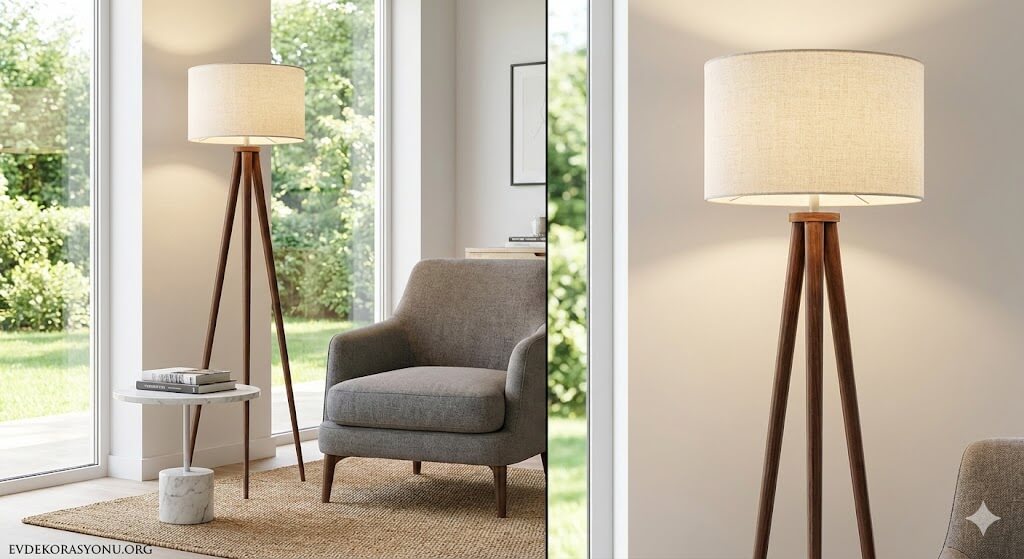 Rustik 3 Ayaklı Lambader