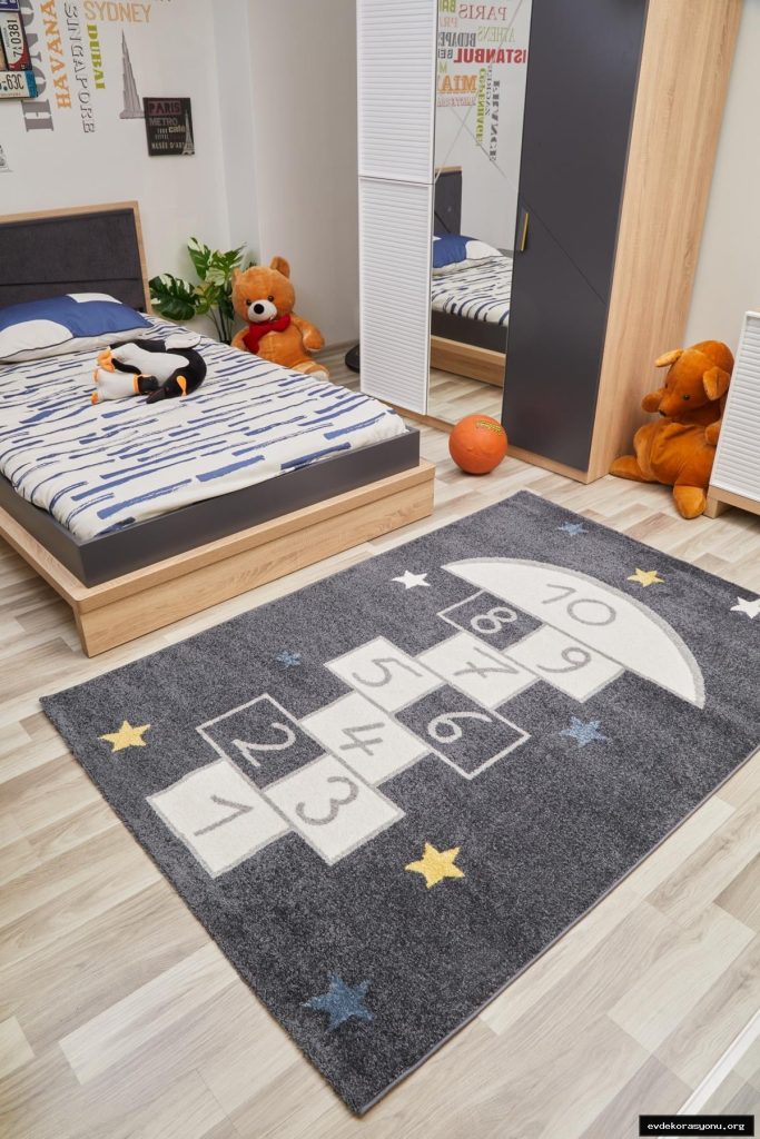 Kids Çocuk Odası Halısı Antialerjik Tozumaz Bebek Odası Halısı KDS-01